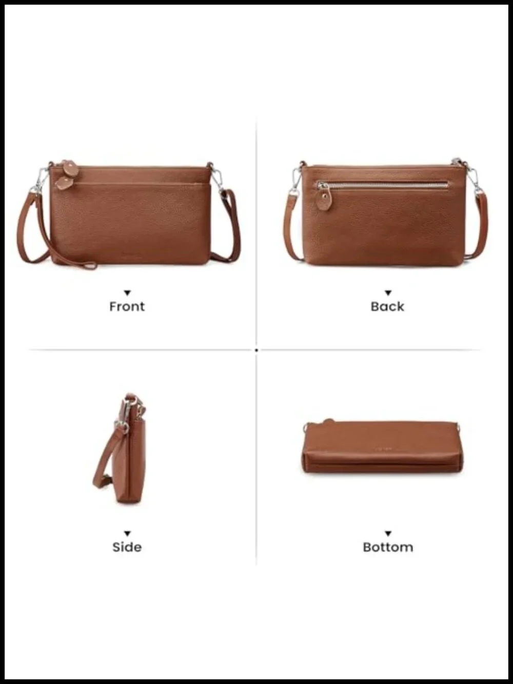Genuine Leather RFID Blocking Crossbody Wristlet Clutch Purse